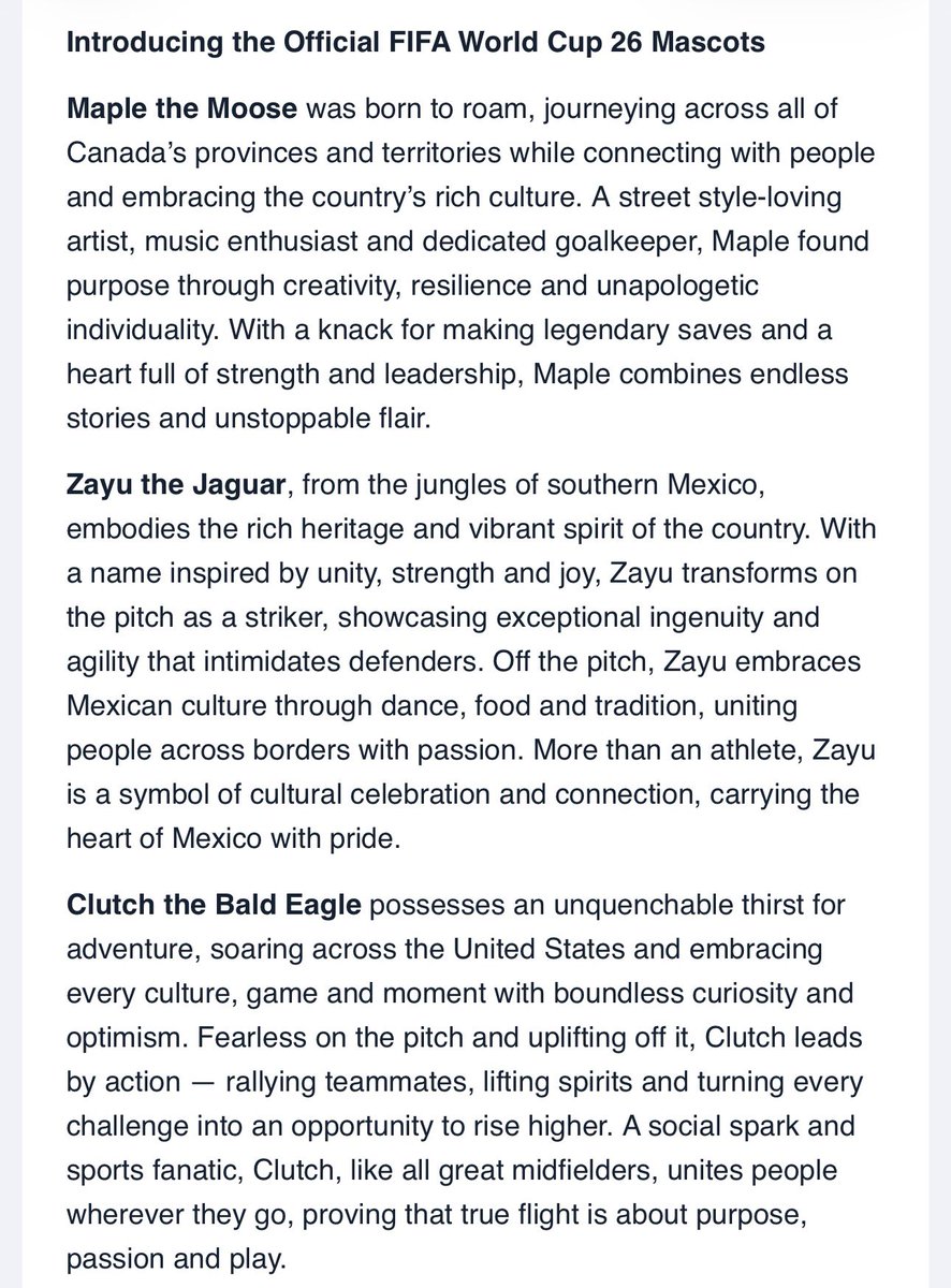 Behold, the #FIFA26 #WorldCup mascots.
Canada’s is a moose. 
No moose roam host city Vancouver, but the city boasts bald eagles. 
British Columbia has the largest concentration of bald eagles in North America. #bcpoli #WeAre26 #cdnpoli #vanpoli #FWC26 #SportsBiz