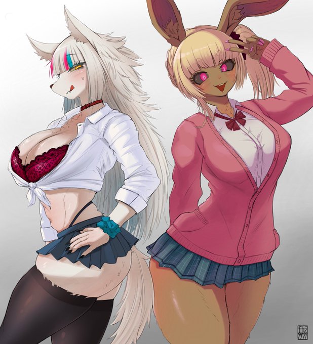 白ギャルさんと黒ギャルさんの絵です 