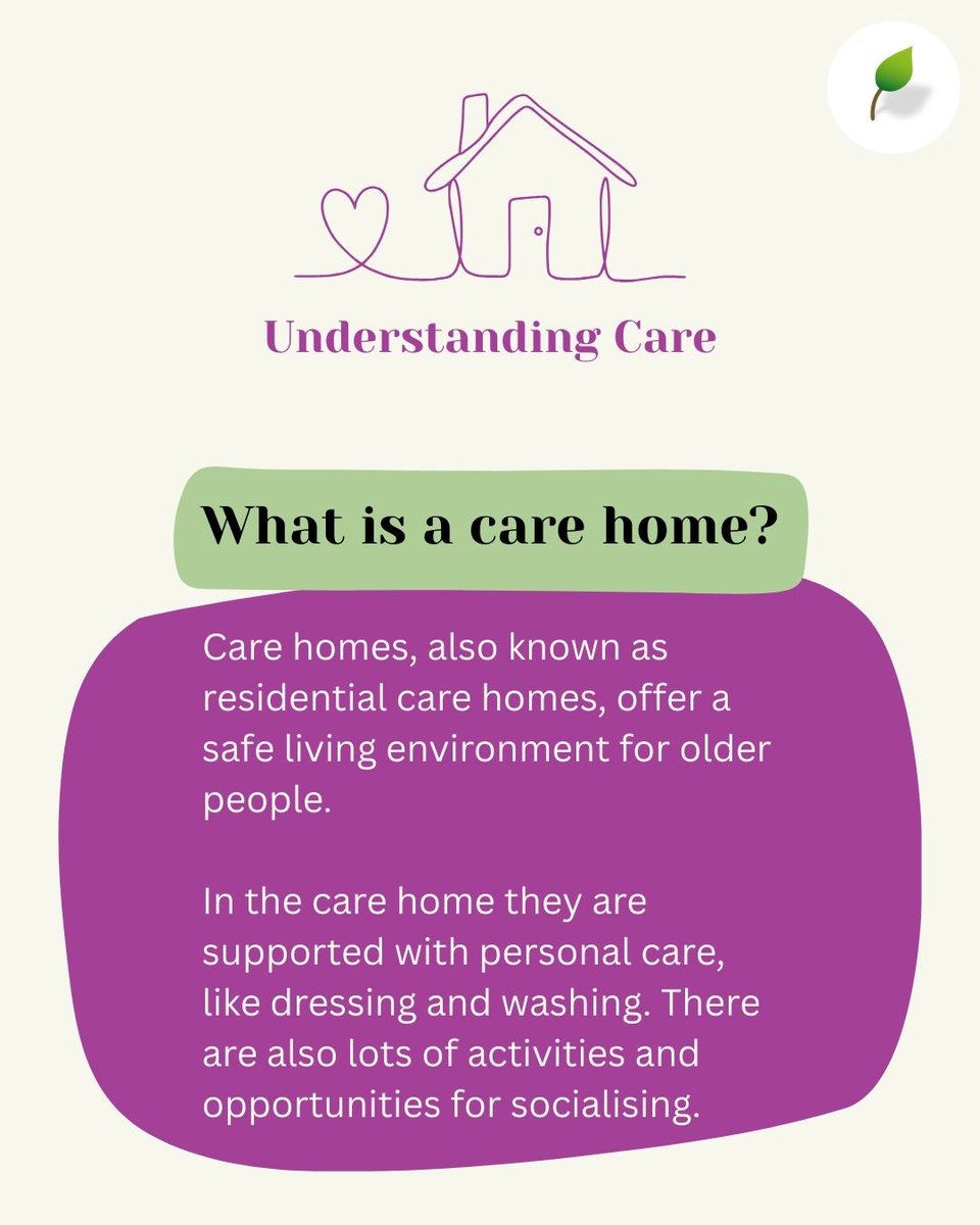 Understanding Care - What is a care home? Care homes are safe places to live for older people where they can be supported with personal care. They also provide activities, exercise and socialising opportunities. #SocialCare