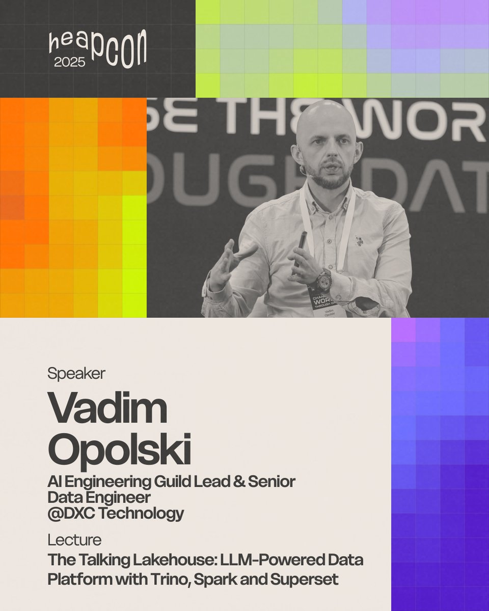 What if your data platform could talk back? 🤖

At #Heapcon2025, Vadim Opolski (<a href="/DXCTechnology/">DXC Technology</a>) shows how to build an LLM-powered system that turns natural language into SQL, complete with answers and visualizations.

📅 Oct 30–31 | Belgrade
🎟️ Tickets → heapcon.io/2025/tickets