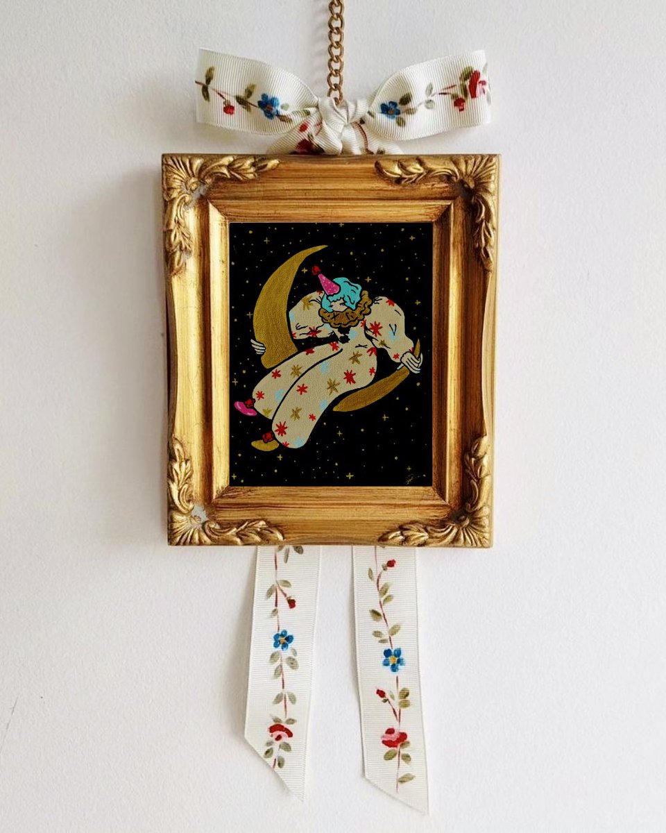 Yukineew's tweet photo. 🌙🤍
Peinture acrylique - 21x29cm

Dans la série « peindre tous les tableaux de mon appartement », ce tableau est l’un de mes préférés ! 

J’espère qu’il vous plaira autant qu’à moi, ce genre d’œuvre me parle beaucoup, entre tristesse, douceur et étincelles. https://t.co/dSjvI660I3
