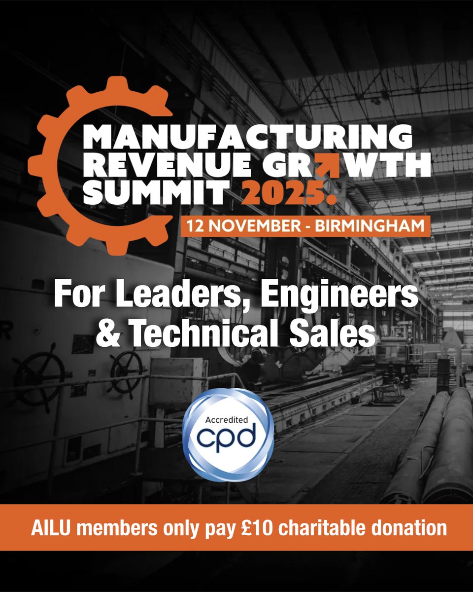 AILU Supported Event: Manufacturing Revenue Growth Summit - 12 Nov
For revenue leaders, VPs, sales directors, account managers, business development &amp; tech sales execs.
👉🏼  loom.ly/NmL2WQ4
#MRGS #GrowthSummit2025 #RevenueLeaders #BusinessDevelopment #ailu #CPD #laseruser