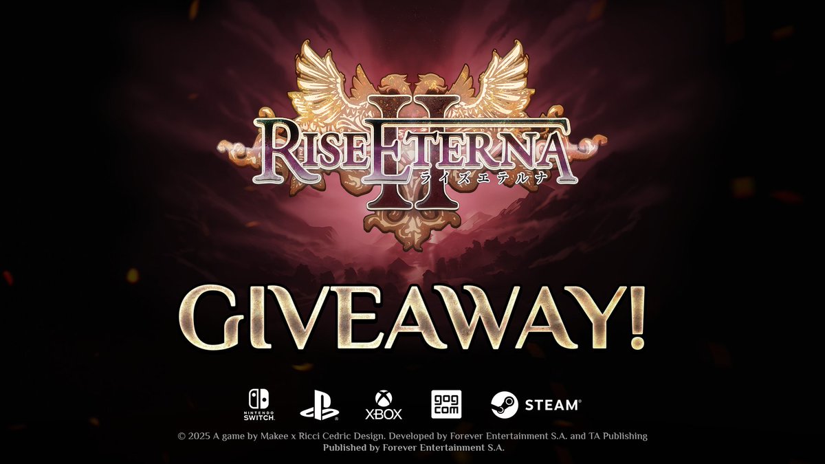 Forever Entertainment Indie Games (@fe_indiegames) on Twitter photo Rise Eterna 2 premieres on October 9th! ⚔️
Get a chance to win the game by joining our #giveaway!
To enter for a chance to win Rise Eterna 2 for #NintendoSwitch, #Steam, #GOG, #PlayStation, or #Xbox, simply:
✔ Follow @Foreverentert and <a href="/FE_IndieGames/">Forever Entertainment Indie Games</a>
✔ Like and share this Rise Eterna 2 premieres on October 9th! ⚔️
Get a chance to win the game by joining our #giveaway!
To enter for a chance to win Rise Eterna 2 for #NintendoSwitch, #Steam, #GOG, #PlayStation, or #Xbox, simply:
✔ Follow @Foreverentert and <a href="/FE_IndieGames/">Forever Entertainment Indie Games</a>
✔ Like and share this