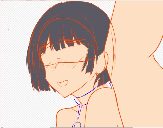 仮色置きして線画調整中〆(✿' ꒳ ` )b
