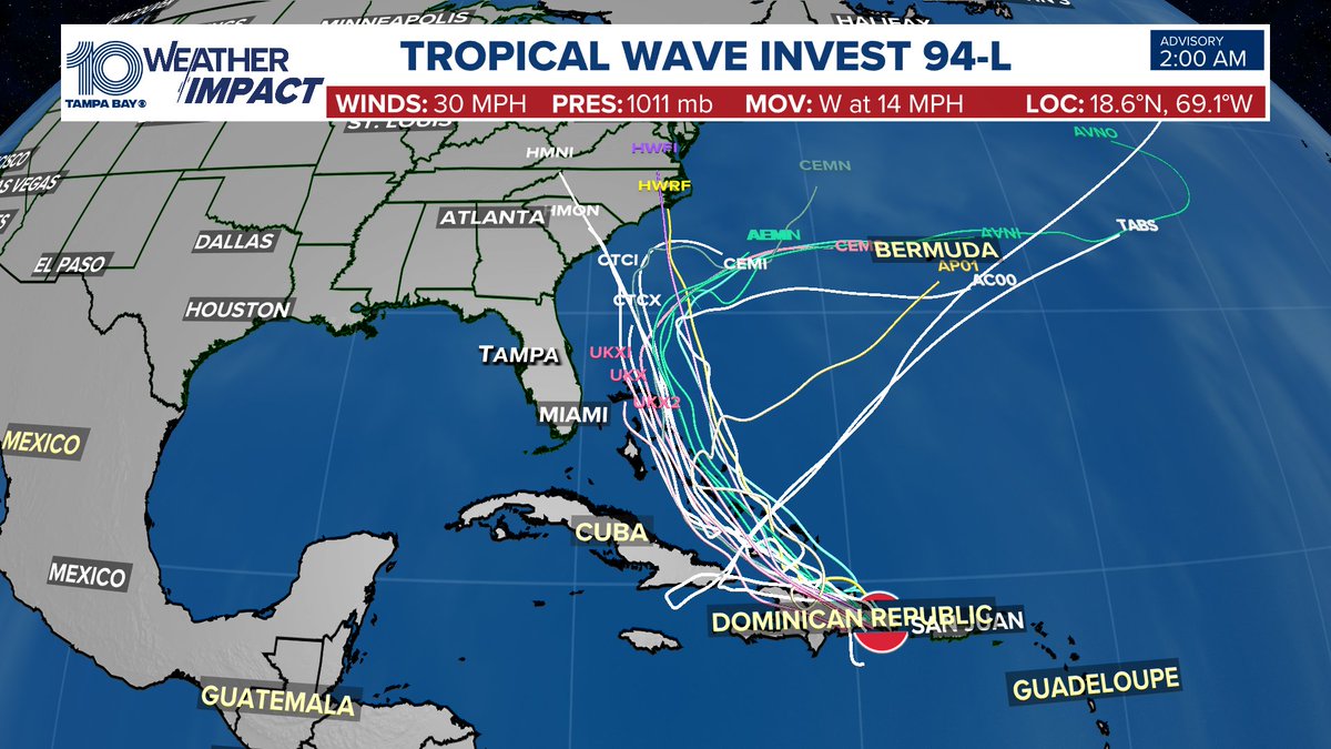 If you ave family or friends along the Georgia to Carolina coast, this potential storm will need to be atched carefully.. models this morning favoring a more westerly shift. A landfall is possible early next week with what could be Tropical Storm Imelda