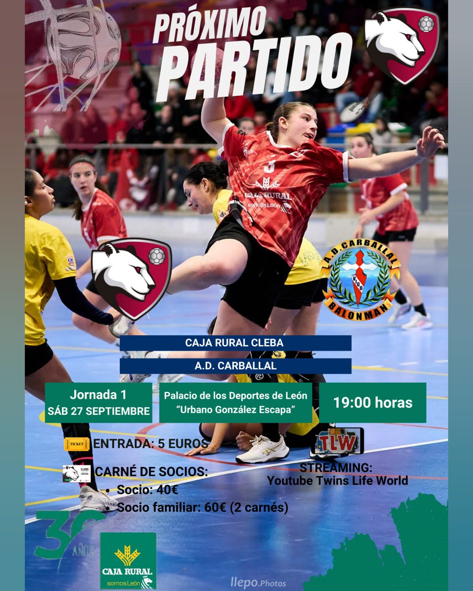 🔴⚫¡PRÓXIMO PARTIDO!⚫🔴
Vuelve la liga este sábado al Palacio. 

🗓 Jornada 1-Liga #DHOroFem
⌚ Sábado 27 septiembre/19:00 h
🏟 Palacio de los Deportes “Urbano González Escapa”
🆚 @adcarballal 
📱 youtube.com/live/-fFmMWIxr…

🤜🤛 "Juntas en la grada, invencibles en la cancha"