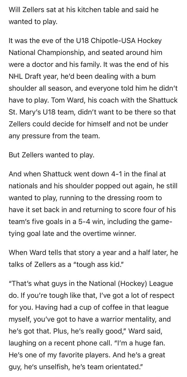 Meet Will Zellers, the Bruins’ “warrior” new prospect.

My <a href="/TheAthletic/">The Athletic</a> feature, with insight from staff at North Dakota and Shattuck: 
nytimes.com/athletic/66519…