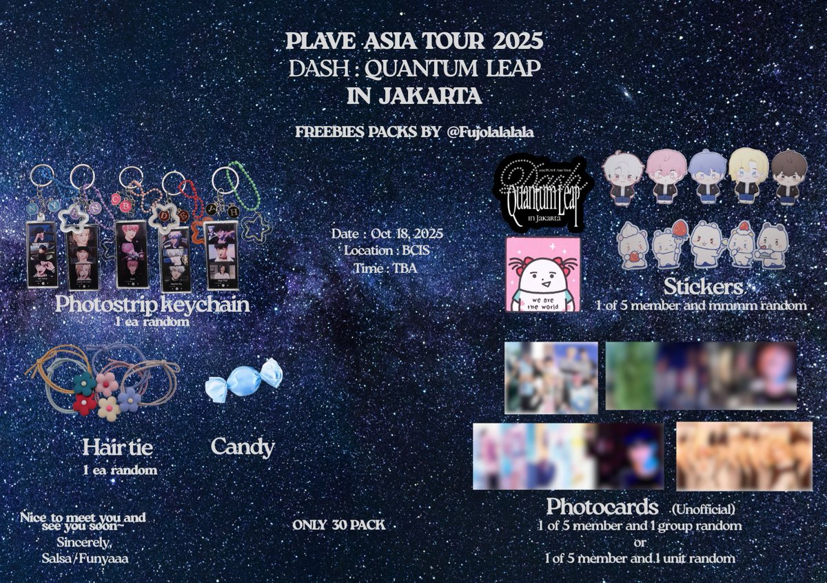 Fujolalalala's tweet photo. ☆Plave DQL in Jakarta☆
Freebies pack by: @Fujolalalala
Limited qty
Kindly like/rt 🫶

I'm kinda shy 🙈 pls say hi, I’ll try too ♡
Ps. Pls don't throw away, feel free to return it 🥹

#AsterumToTerraJKT
#2025_PLAVE_Asia_Tour_in_Jakarta 
#2025_Dash_Quantum_Leap_di_Jakarta https://t.co/KtaQ7mLaQ8