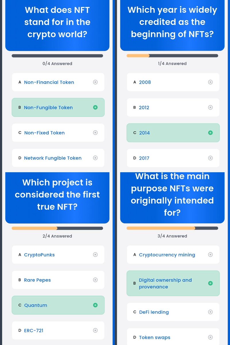 HzKrypto's tweet image. 🕰️Syntax General Quiz Answer!
📅25th-09-20²⁵
📍ORIGIN OF NFT
1•☞ B
2•☞ C
3•☞ C
4•☞ B
🎁Reward 26.12 $syntax
——————————————————
✅ Join Syntax Verse:👉syntaxverse.com/rf/48SE7T3O4E9
☑️ TG Channel :👉🏻 t.me/syntaxquiz
#syntax #syntaxverse #syntaxvault #syntaxquiz…