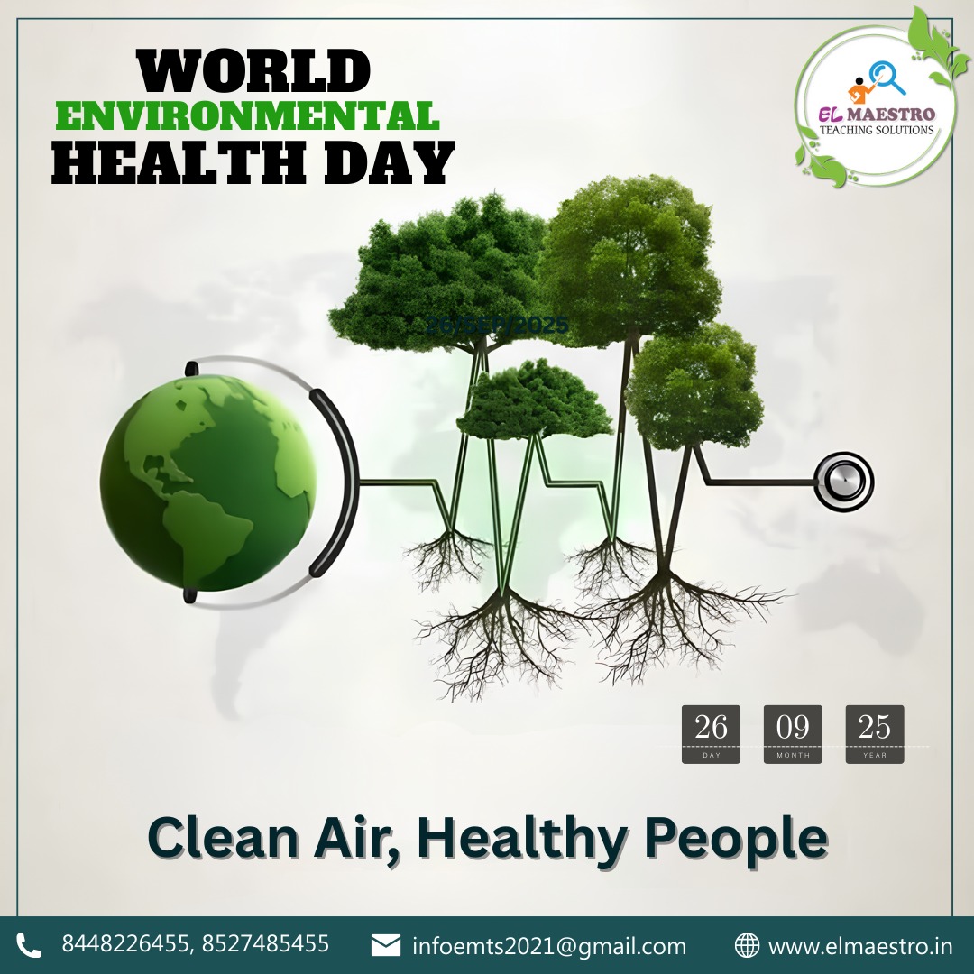 TeachingEl's tweet image. 🌍✨ World Environmental Health Day 🌱
Let’s pledge for clean air &amp;amp; a healthier tomorrow 💚
📞 8448226455 | 8527485455
📧 infoemts2021@gmail.com
🌐 elmaestro.in

#WorldEnvironmentalHealthDay #CleanAirHealthyPeople #GoGreen #HealthyLiving #EcoFriendly #GreenPlanet