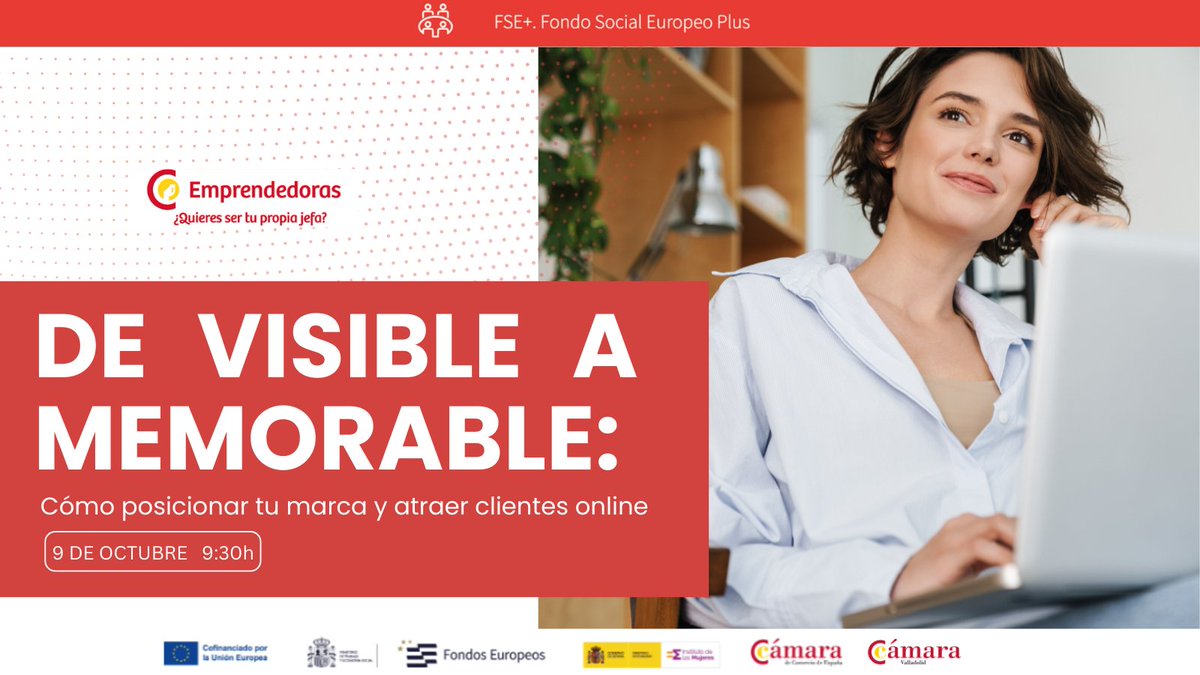 ✨De visible a memorable✨

🗓️Una jornada clave para transformar tu marca y destacar en el mundo digital.

🔗¡Inscríbete ya!
camaravalladolid.com/evento/de-visi…

🤝 Financiado por <a href="/InstMujeres/">Instituto de las Mujeres</a> y <a href="/FondosUE_Esp/">Fondos Europeos en España</a>  #EuropaSeSiente

#Emprendedora #Emprendimiento #Marca