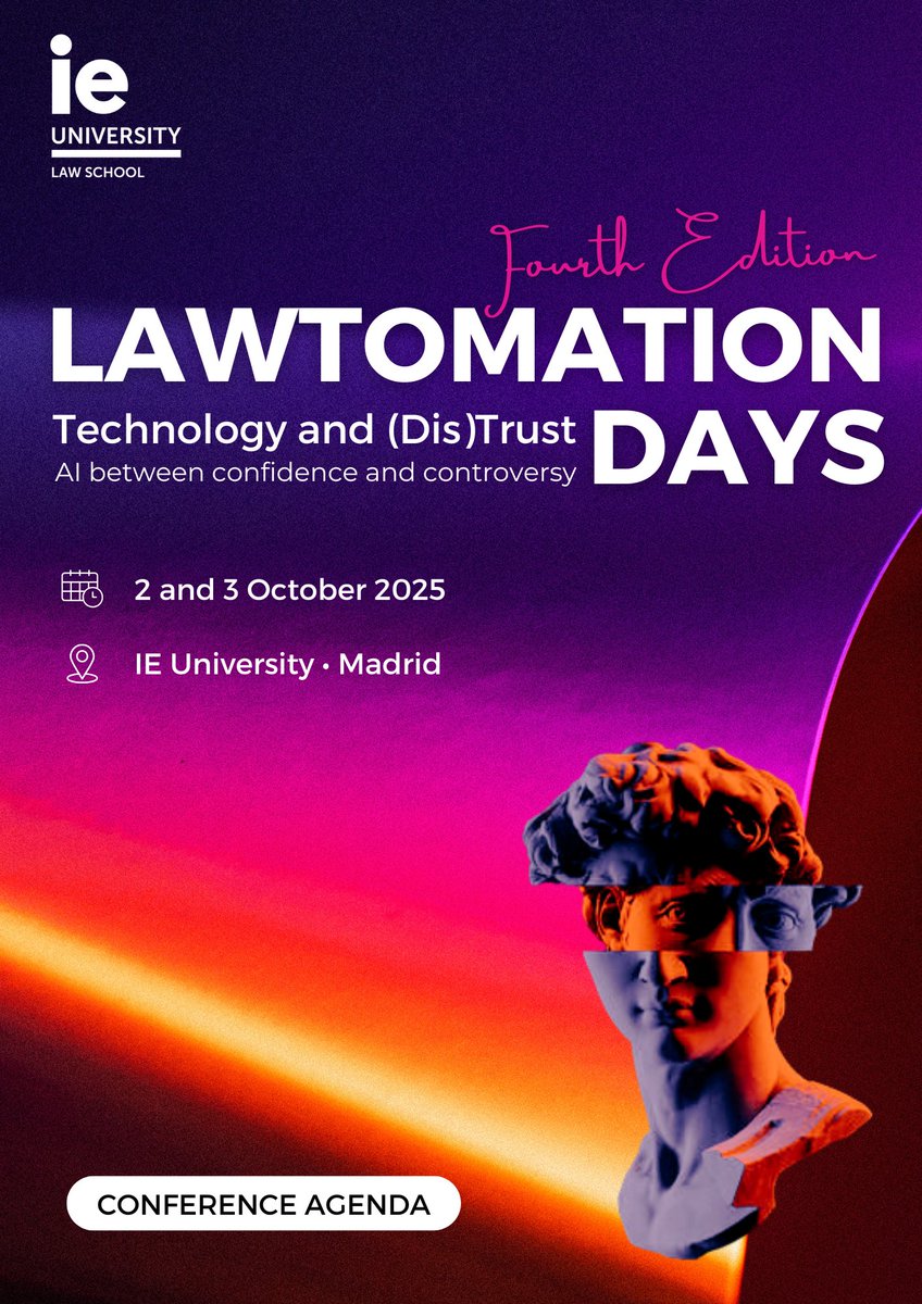 🥁 We are sooo back. The @IELawSchool #LawtomationDays conference’s agenda is now live. Check it out and register → lawtomation.ie.edu/news-events/20…

⚡️ Next Thursday and Friday, 2–3 October, we will welcome a multitude of researchers and experts in Madrid. We are ready. See you there!