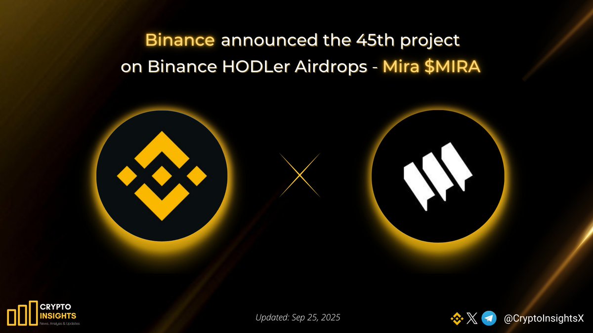 📢 @binance announced the 45th project on Binance HODLer Airdrops -  @Mira_Network $MIRA 🔸 #Binance will then list MIRA at 2025-09-26 12:00  (UTC) #Mira Network is a decentralized infrastructure platform designed to  universalize AI.