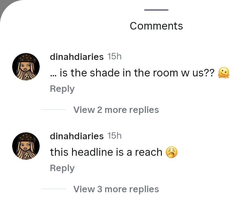ijustshippeople's tweet photo. Dinah clearing up the shade rumours, reporters just love clickbait🥱 https://t.co/8me4Wo38Vm