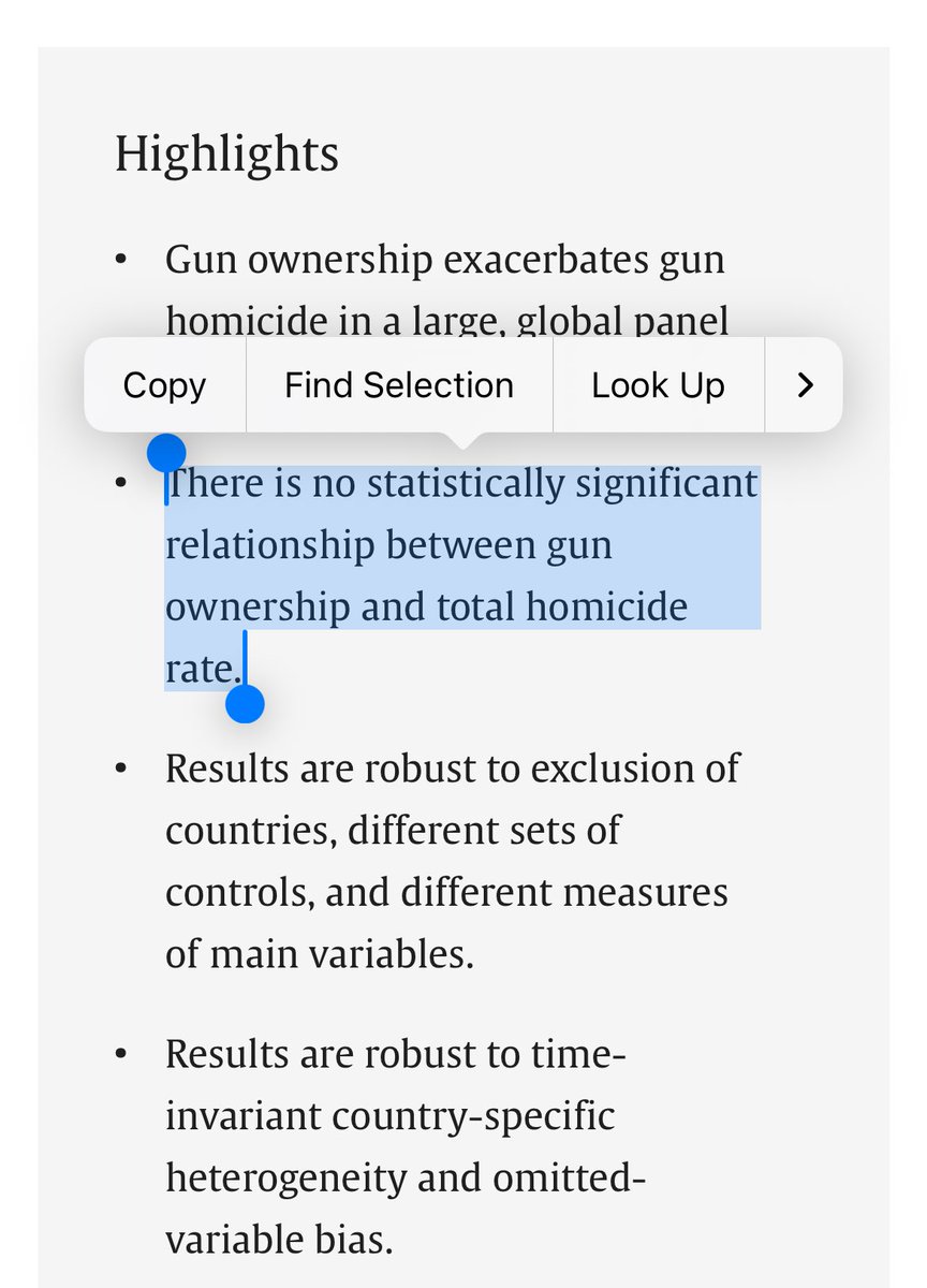 GhostCoase's tweet image. Pro-gun control social scientists go fishing for a particular result, don’t find it but can’t resist spin of non-supportive findings.

Guns kill people, except my own results show that they don’t.
