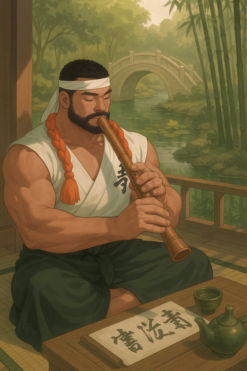 HUNK69_'s tweet photo. "His breath turns to music, and my silence turns to longing."
「笛の音に 心奪われて 君を想う」
「笛聲入心,不知是樂曲,還是他。」
#MuscleArt #Shinto #JapanArt #FanArt #Ryugen https://t.co/Rr6U8DMuQi