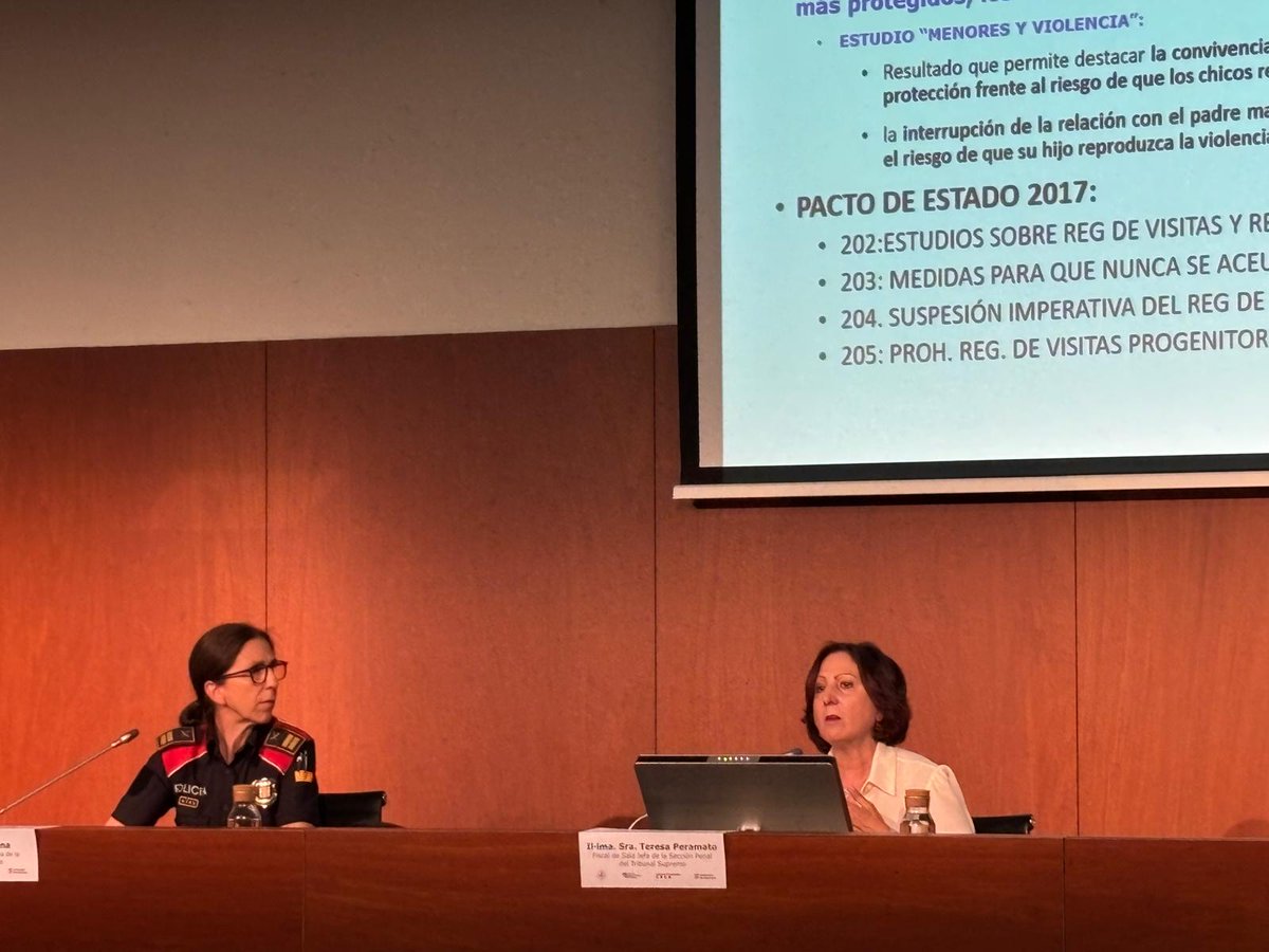 Debatem sobre la violència que pateixen els menors que són víctimes de les agressions que pateixen les seves mares

La Fiscal de Sala Cap de la Secció Penal del Tribunal Suprem: "Si no protegim els nens que pateixen violència no estarem protegint les mares i a la inversa"