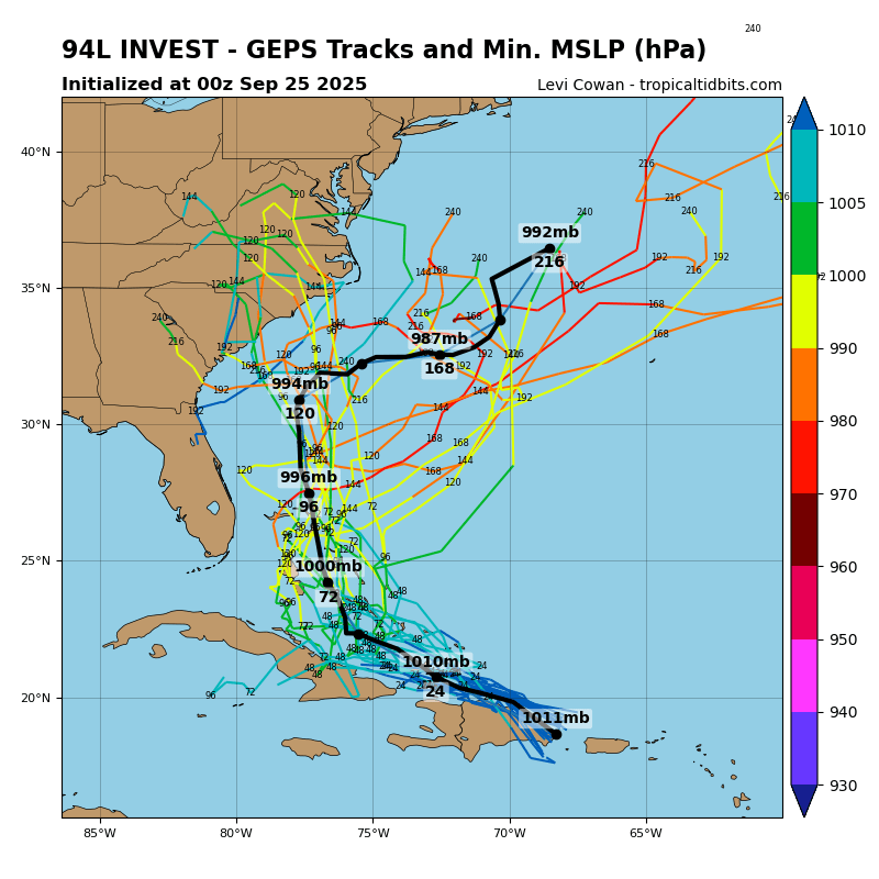 Rob Marciano (@robmarciano) on Twitter photo While the operational models show a Carolina landfall for future #Imelda (mon-wed) -- the ensembles (and AI) are still very much undecided -- the proximity of #Humberto and it's pull, playing a role... more clarity hopefully coming tomorrow. While the operational models show a Carolina landfall for future #Imelda (mon-wed) -- the ensembles (and AI) are still very much undecided -- the proximity of #Humberto and it's pull, playing a role... more clarity hopefully coming tomorrow.