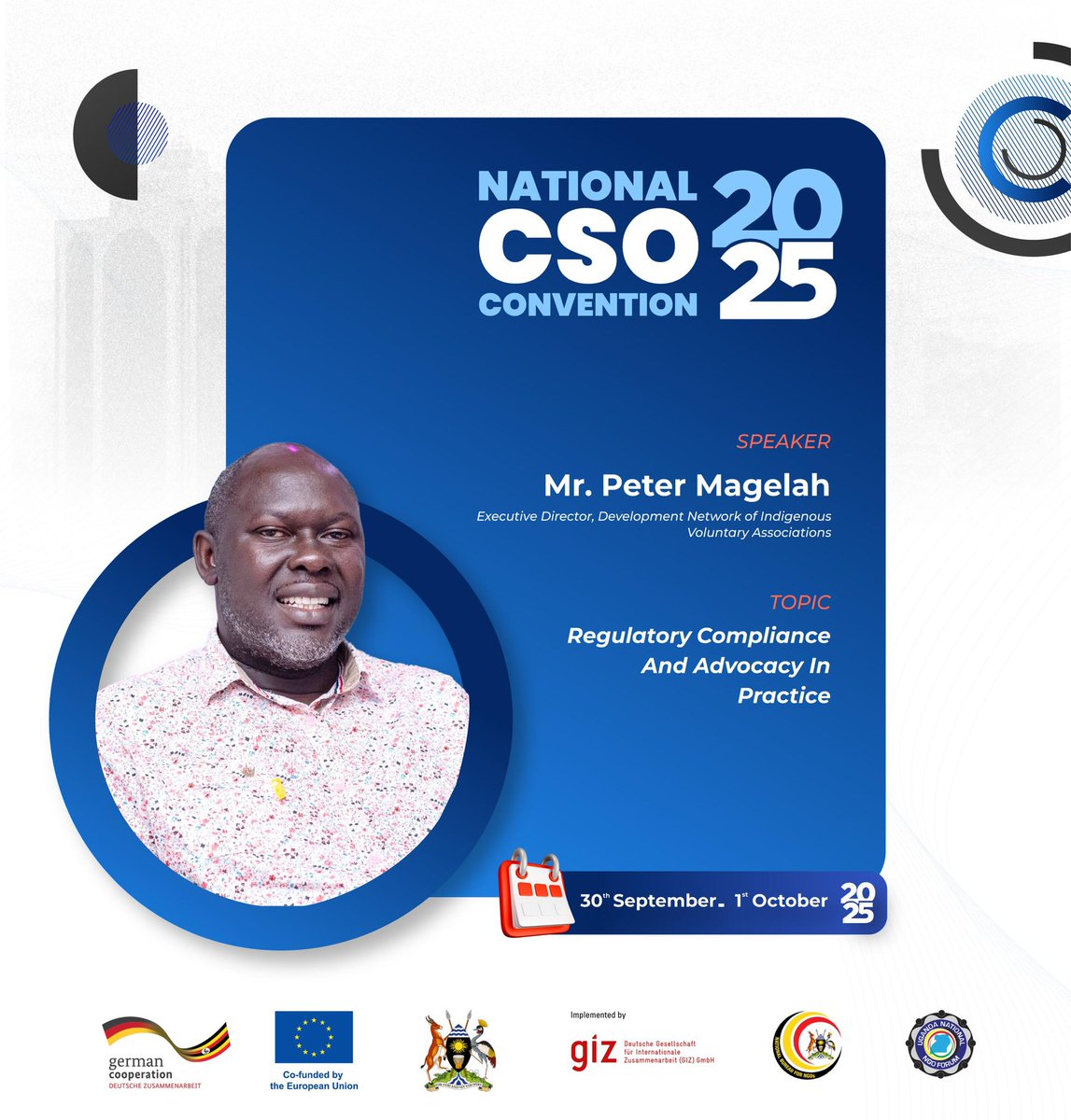 Join the DENIVA family and the whole country CSO sector for the #2025NationalCSOConvention September 30th and October 1st 2025 where the ED DENIVA will be a key speaker on the CSO Regulatory Compliance and Advocacy practice <a href="/GCSP_Uganda/">Governance and Civil Society Programme (GCSP)</a> <a href="/EUinUG/">EU in Uganda</a> <a href="/Uganda_QuAM/">NGO Quality Assurance (CERTIFICATION) Mechanism</a> <a href="/NGObureau/">National Bureau for NGOs</a> <a href="/pmagelah/">Magelah Peter G.</a>