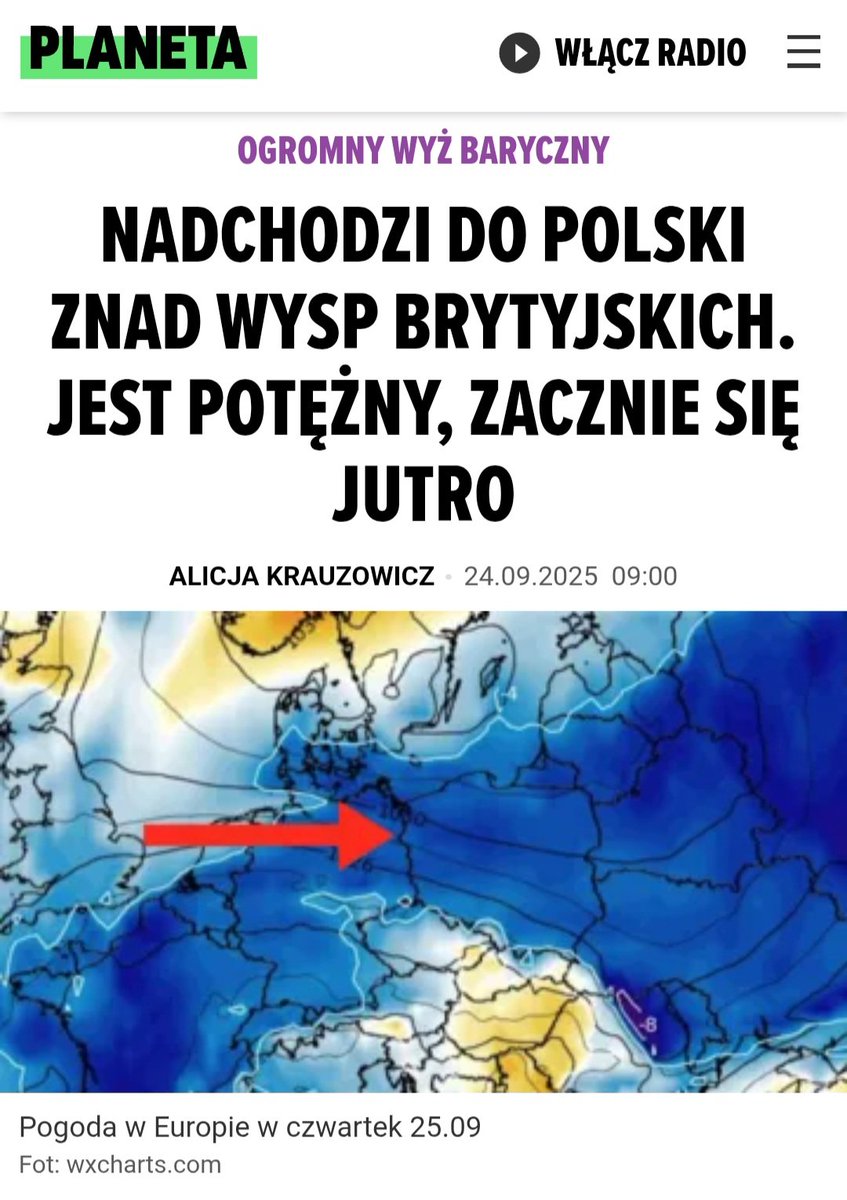 Ten wyż nigdy teren u Polski nie osiągnie, ale jest tak potężny, że w jego centrum będzie jedynie 1033-1034 a nie 1060 hPa 🙃🙃