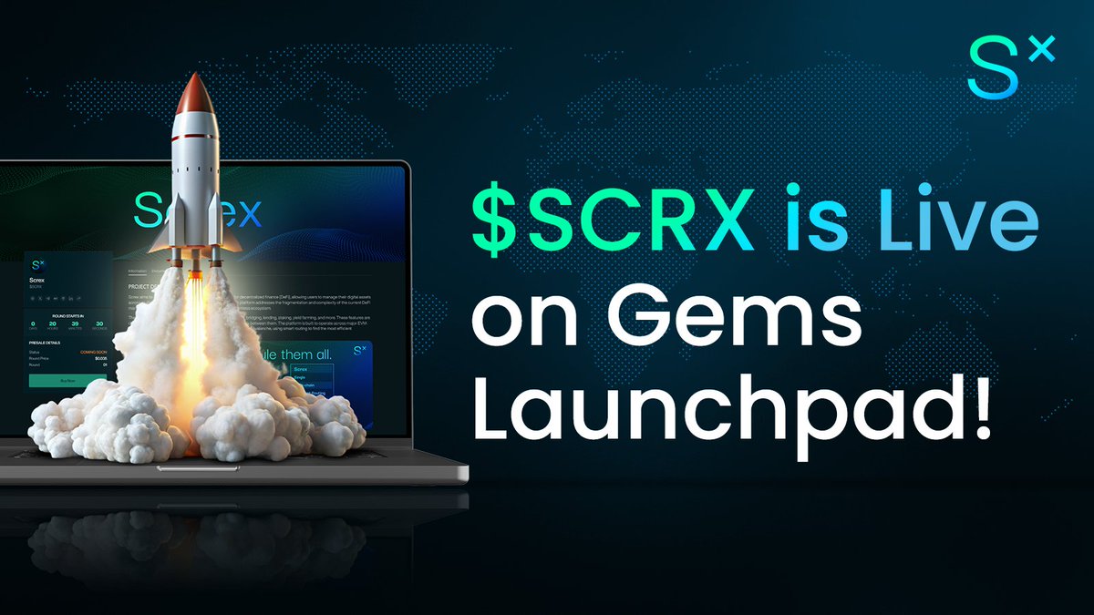 Screx (@screx_com) on Twitter photo 🚨 It’s LIVE! 🚨
The $SCRX Presale is now open on <a href="/Gems_Launchpad/">Gems Launchpad</a>!
👉 Join here: bit.ly/ScrexPresale
⚡ Starting price: $0.035
⏳ First round lasts only 7 days before price goes up
🔑 Access only with a leader code
#SCRX #screx #Web3 #GemsLaunchpad #DeFi #GemsVIP #Presale 🚨 It’s LIVE! 🚨
The $SCRX Presale is now open on <a href="/Gems_Launchpad/">Gems Launchpad</a>!
👉 Join here: bit.ly/ScrexPresale
⚡ Starting price: $0.035
⏳ First round lasts only 7 days before price goes up
🔑 Access only with a leader code
#SCRX #screx #Web3 #GemsLaunchpad #DeFi #GemsVIP #Presale