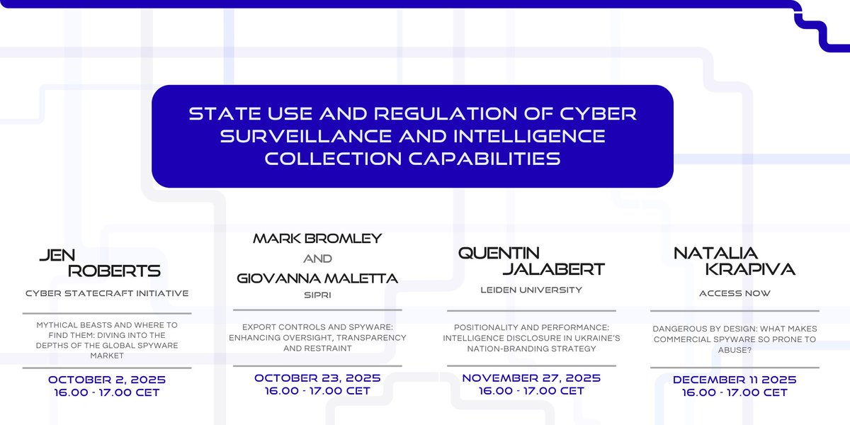 🗓️ Virtual Routes Colloquium is back with the Fall/Winter (October-December 2025) session calendar! This year, the sessions explore state use and regulation of cyber surveillance and intelligence collection capabilities. Read more and sign up: virtual-routes.org/virtual-routes…