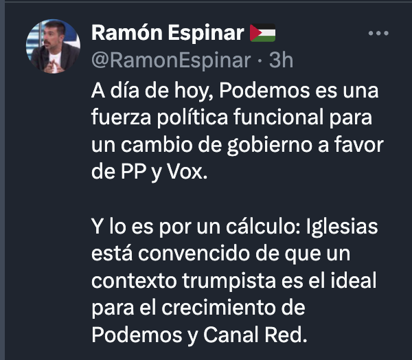 elnocturno's tweet photo. Esto lo vengo diciendo hace meses pero... que lo diga Ramón "vendounpiso" "tarjetasblack" Espinar ya es de traca... ¿Será el verdadero Espinar o es un clon bot? Parece el verdadero porque me tiene bloqueado... desde que vivía de Podemos...

Como sea, nunca olvides que esa "Juventud sin Futuro" de Espinar nos enchufó 7 años de Rajoy, y ese Podemos sin militantes, propiedad exclusiva de Iglesias, te quiere dar mucho más de Feijóo-Abascal.