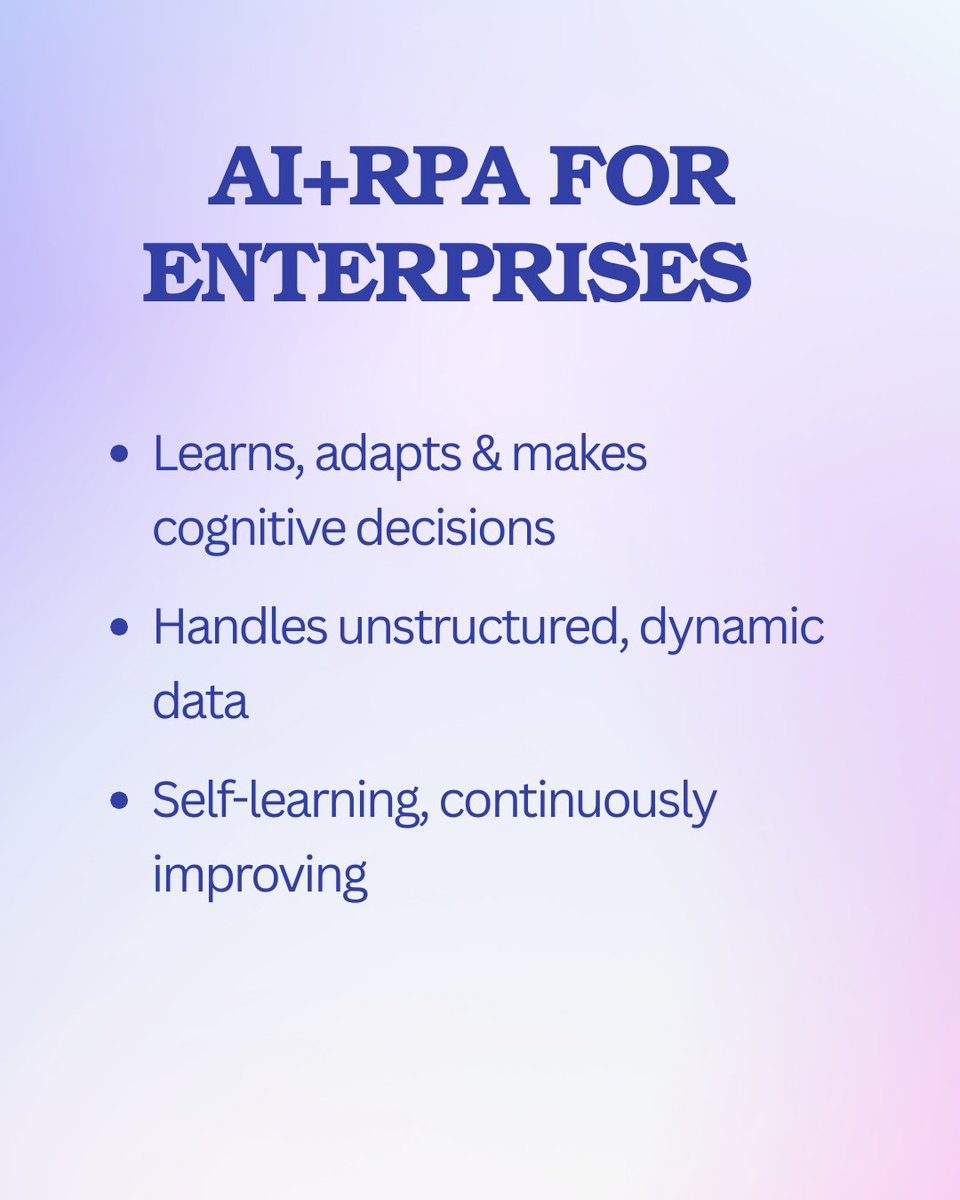 Seasiainfotech's tweet image. Beyond Rules, Towards Intelligence!
Traditional RPA stops at repetitive tasks.
AI-Driven RPA learns, adapts & evolves—powering intelligent, scalable, self-improving automation.
Ready for #Hyperautomation?
lnkd.in/gG3HEcg
#AI #RPA #DigitalTransformation #FutureOfWork