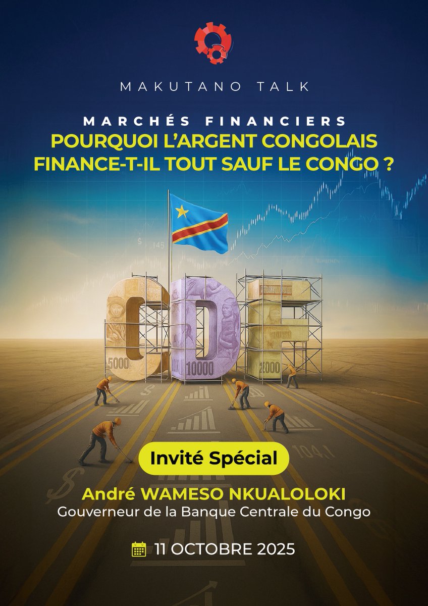 La RDC a des milliards qui dorment… mais ailleurs.          1. L'Epargne existe. 2.Besoin de financement urgent. 3. Pas de marché financier structuré. 4.Opportunités immenses. Le prochain talk #Makutano ouvre l'échange avec le Gouverneur de Banque Centrale du Congo.