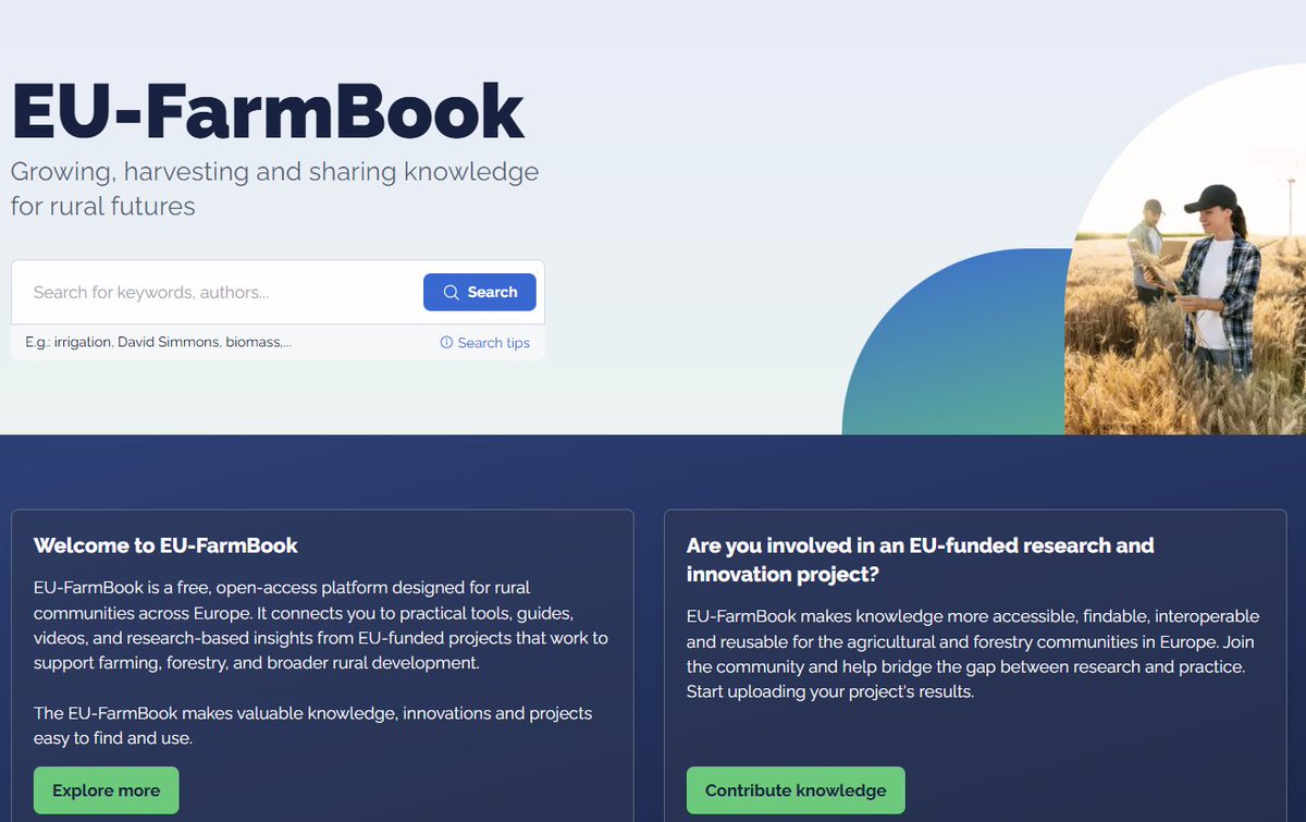 💚 Excited about the new EU FarmBook platform -practical results &amp; tools from EU projects 

👉 Explore: eufarmbook.eu/en

#EUFarmBook #SustainableFarming #HorizonEurope