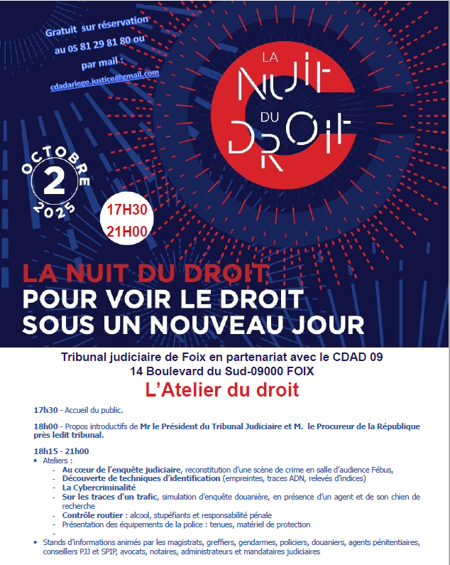 ppcaToulouse's tweet photo. Le ressort de la CA de Toulouse vous propose, à l'occasion de la Nuit du Droit, une journée riche en réflexions, enseignements et apprentissages au travers des activités ludiques et pédagogiques. Découvrez et n'hésitez pas à partager le riche programme proposé encore cette année. https://t.co/Nb2KqT2rBo