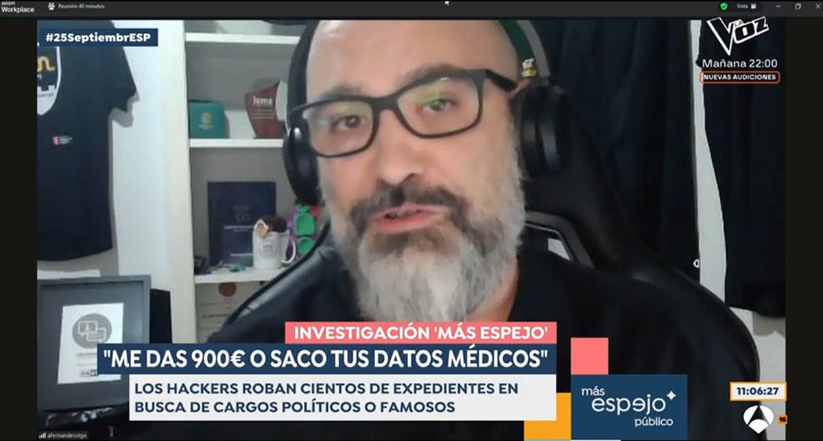 #Ransomware, Expedientes Médicos y #Darkweb, todo junto en <a href="/EspejoPublico/">Espejo Público</a>  de <a href="/antena3com/">Antena 3</a> 

#hackers #infosec