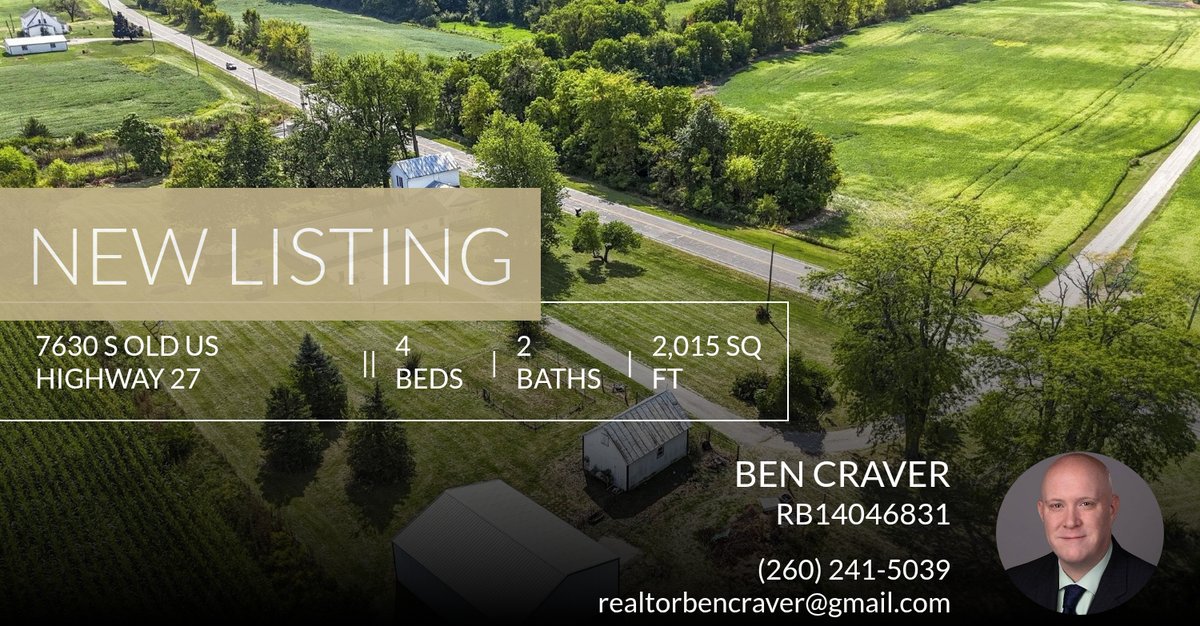 BenCraver's tweet photo. 📍 New Listing 📍 Take a look at this fantastic new property that just hit the market located at 7630 S Old Us Highway 27 in Ashley. Reach out here or at (260) 241-5039 for more information https://t.co/aQHO4O50M9 https://t.co/VV4AUYaldm