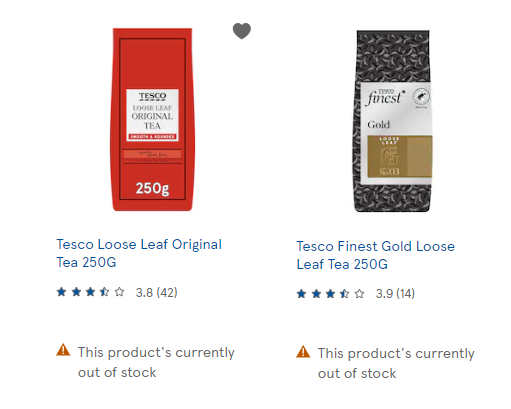 StatusBaby's tweet photo. @Tesco Online is still showing out of stock - so is it out of stock or discontinued? #realtea #microplastics #singleuseplastic https://t.co/YERWrwZ0qr