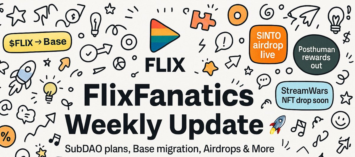 FlixFanatics's tweet photo. Yesterday’s #FlixTalk space was full of alphas. If you joined, you’re already miles ahead, but here are some key community updates to note 👇
• $FLIX is migrating to @base , unlocking bigger utility & liquidity.
• Community campaigns (#FUNQuiz, #FLIXMeme, #FLIXFriday) continue as usual.
• We’re now collecting #base (0x) addresses for future rewards.
• Migration page goes live soon — the start of a much larger journey.
• SubDAO planning underway; stronger token alignment & deeper liquidity ahead.
• $INTO airdrop claim by @IntentoZone is live for @FLIXdotFUN learners.
• @POSTHUMAN_DVS rewards for Heroes: Heirs of the Universe NFT holders are live — check your @FLIXdotFUN addresses.
• NFT drop + $MON test tokens for #StreamWars on @monad coming this week.
For the real alphas, don’t miss the next #FlixTalk every Wednesday at 2 PM UTC.
Also see:
@FLIXdotFUN Weekly Update - https://t.co/VvADfmW62T
@StreamSwap_io Updates -
https://t.co/1E4BfwRCc4