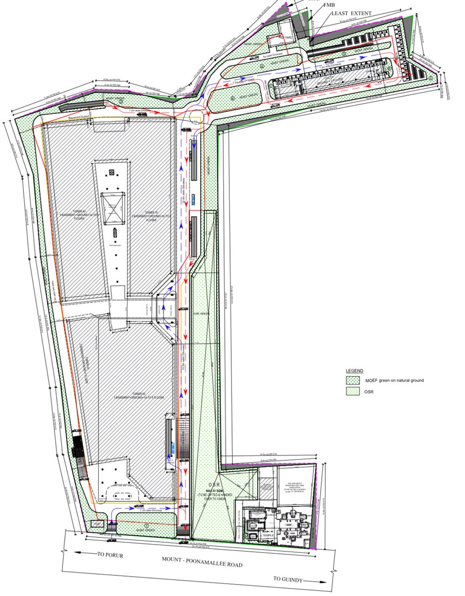 UpdatesChennai's tweet image. 🚨RMZ has applied for approvals for 2nd Phase of its IT Park at Porur and it&apos;s big!!
🔹Structure : 3 Towers each of 10 floors
🔹Built up area  : 3.66 Million Sq.ft (Leasable around 2.97 Mn)
🔹Project cost : 1,808 Crs
🔹Projected Employees : 28,725
#Chennai #Projects 🏗️🌇🧑‍💻