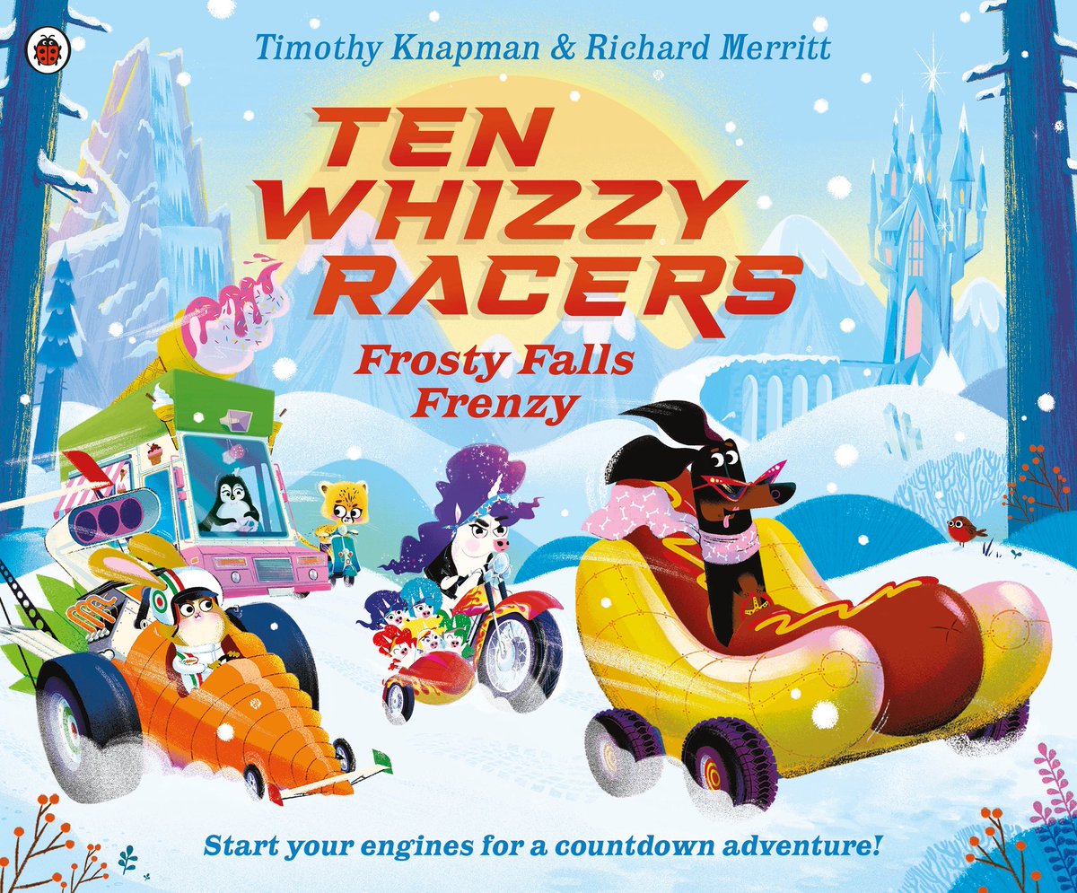 New book klaxon. The TEN WHIZZY RACERS are back with a new counting book that’s packed with vehicles - and hilarious mayhem! FROSTY FALLS FRENZY by me and Richard Merritt is out today from <a href="/ladybirdbooks/">Ladybird Books</a>