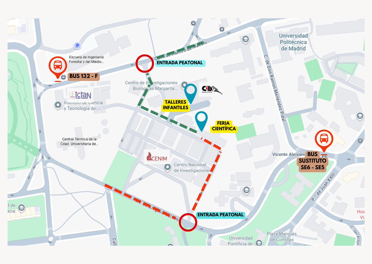 ICTAN's tweet image. Recordad que hoy es la #NocheEuropeadelosInvestigadores, y que tenemos múltiples actividades en Campus @CSIC -Moncloa y @MOECLUB

Os colgamos un nuevo mapa de los accesos al Campus (sólo se podrá acceder a pie).

Muchas gracias, y a disfrutar de la diversión y la ciencia 🥳🎉🦠🔬