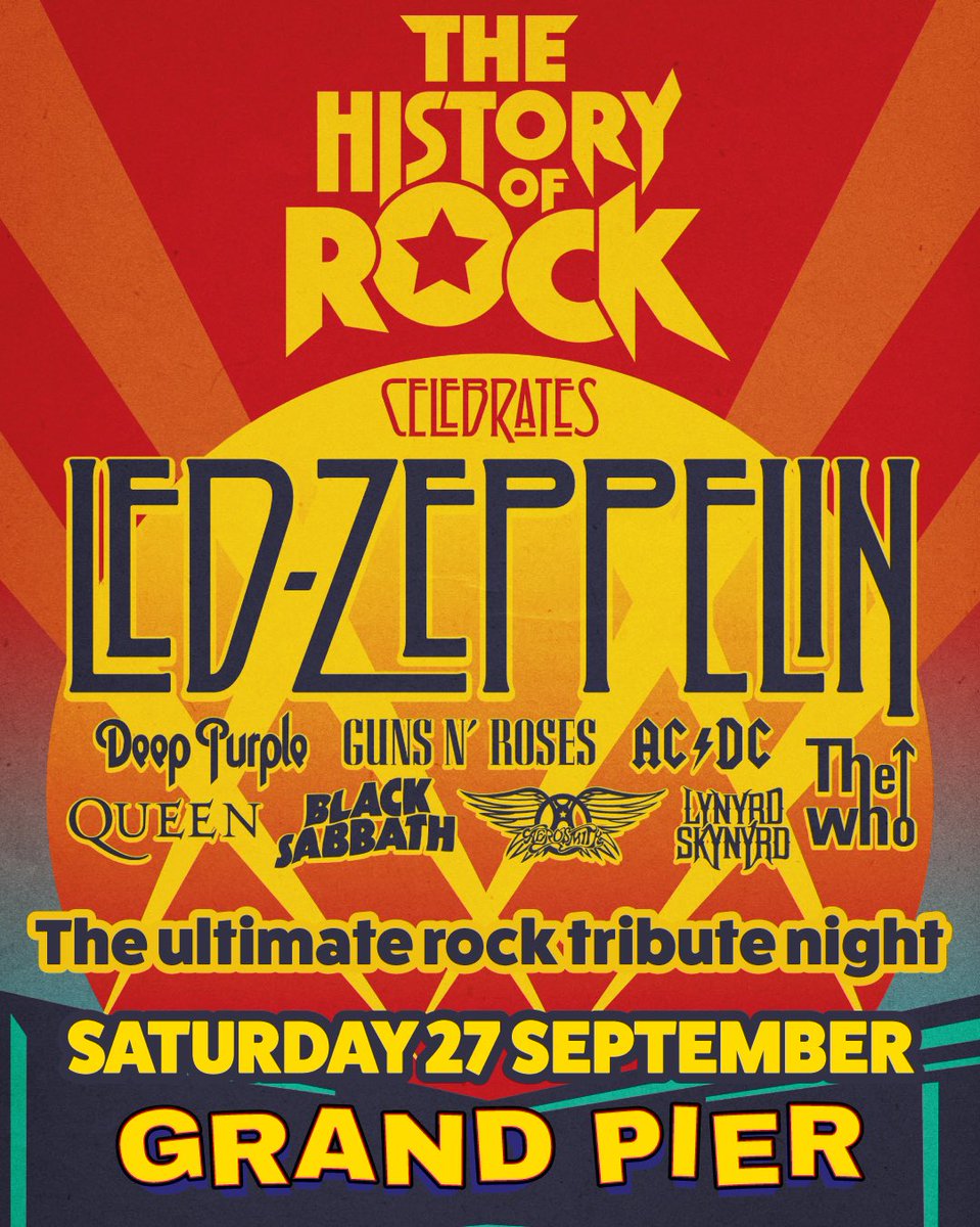GrandPier's tweet photo. ⚡️ JUST 2 DAYS TO GO ⚡️ 

Get ready for the ULTIMATE rock tribute night this Saturday at 8pm! 🎸

Experience electrifying tributes to Led Zeppelin and iconic hits from further rock legends. Keep the party going with live music from Harrisen-Larner Main 🎶

https://t.co/xRGCypQrkO https://t.co/7FDvAQD4Kk