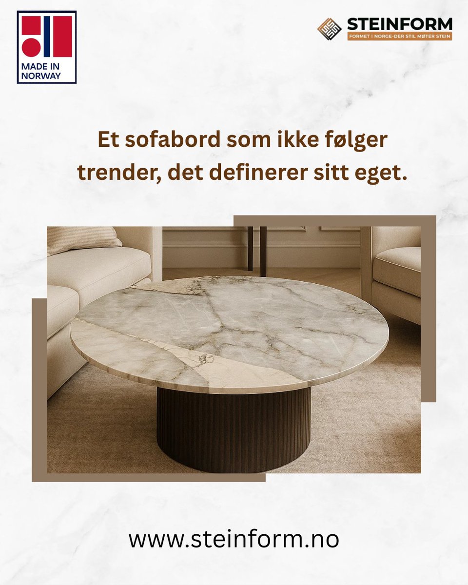 Steinformnorway's tweet image. Et sofabord som setter sin egen trend
Lagget av naturstein, kombinerer Steinform kaffebord tidløs design med varig styrke, bygget for å bli beundret i mange år fremover.

besøk: steinform.no

#Steinform #Salongbord #sofabord #interiørdesign #designmøbler #Norge