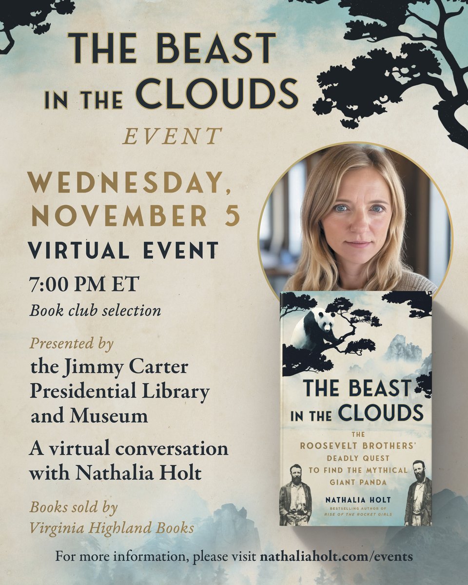 CarterLibrary's tweet image. Join us online on Nov. 5 at 7pm as we discuss The Beast in the Clouds. Author Nathalia Holt will be joining us for the discussion and a Q&amp;amp;A! You can purchase a copy through this month&apos;s bookseller partner, Virginia-Highland Books. Register on our website for a discount code.
