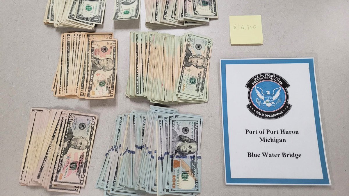 #BlueWaterBridge <a href="/CBP/">CBP</a> officers seized $16,760 in undeclared currency from a traveler arriving from Canada, Sept. 14.  KEEP YOUR CASH - provide an honest declaration of your money/monetary instruments when arriving to or departing from the U.S.