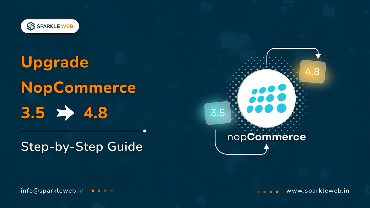 sparklewebdevs's tweet image. NopCommerce 3.5 → 4.8 Upgrade
Better speed ⚡, modern UI 🎨, stronger security 🔒.
Upgrade with Sparkle Web today!
👉 Explore more: sparkleweb.in/blog/how_to_up…
#nopcommerce #ecommerce #sparkleweb #dotnetcore #webdevelopment