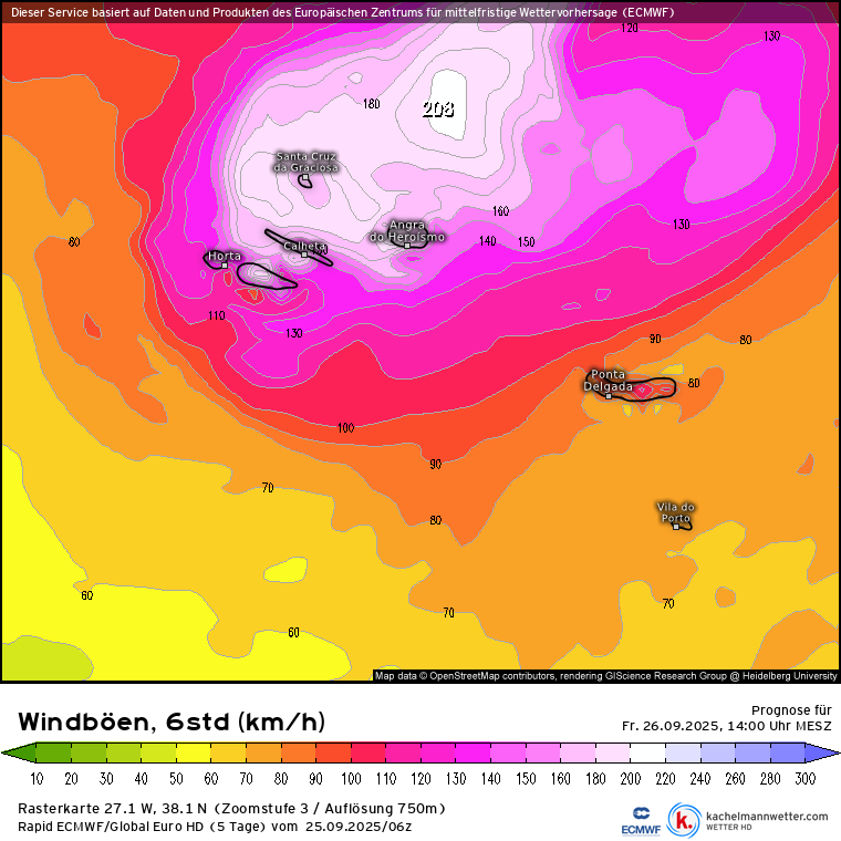 Das neue ECMWF sieht katastrophal aus für die nördlichen #Azoren #Azores. Bei der Umwandlung von Hurrikan #Gabrielle zu einem außertropischen Sturm drohen ab Freitagmorgen 150 bis 200 km/h! 

Hier der Sturm im Satbild:
kachelmannwetter.com/de/sat/5e36612…
/FR