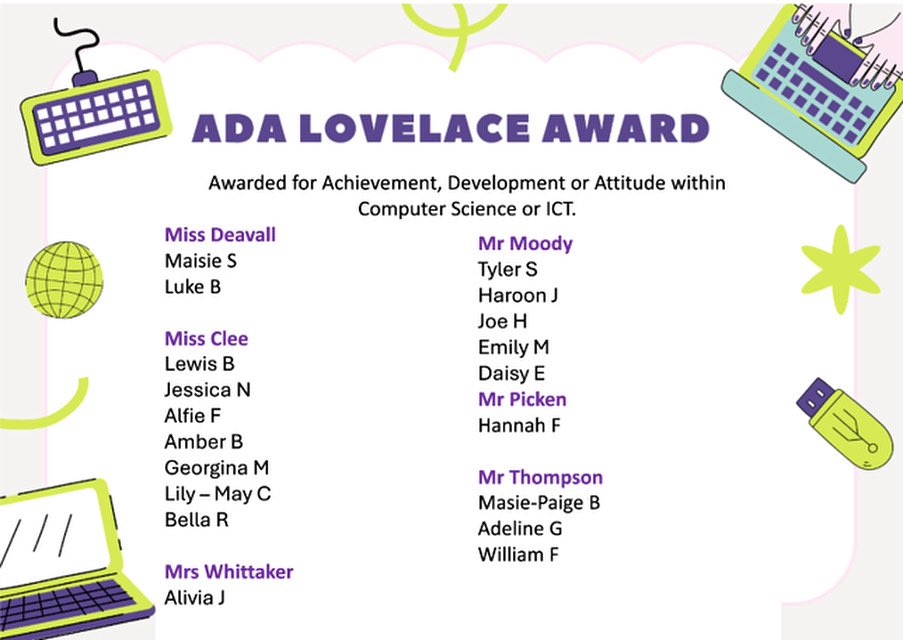 Biddulph High School (@biddulphhigh) on Twitter photo Congratulations to our Computing students who have won the Computing award this fortnight. ๐
We are super proud of you and cannot wait to see who will win it next week. 
#Community #Ambition #Respect #Excellence #potterieseducationaltrust Congratulations to our Computing students who have won the Computing award this fortnight. ๐
We are super proud of you and cannot wait to see who will win it next week. 
#Community #Ambition #Respect #Excellence #potterieseducationaltrust
