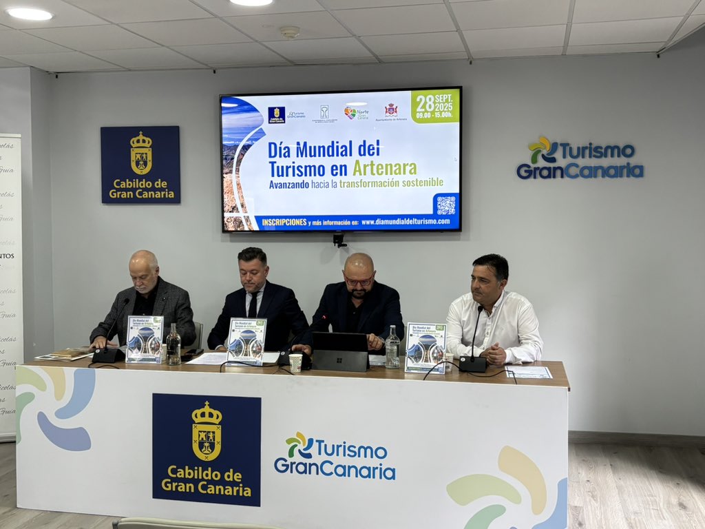 Participan nuestro consejero, Carlos Álamo (<a href="/CarlosTurismoGC/">Carlos Álamo Cabrera</a>); Teodoro Sosa (<a href="/teososam/">Teodoro Sosa</a>), presidente de la <a href="/MancomunidadNGC/">Mancomunidad Norte</a>; Jesús Díaz Luján, alcalde de Artenara (<a href="/ArtenaraAyto/">AYTO. DE ARTENARA</a>) y Santiago de Armas, presidente de la Comisión de Turismo de la <a href="/CamaraGCanaria/">Cámara Gran Canaria</a>.