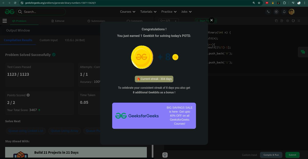 whyamihim's tweet image. Day - 304 
#gfg #geekstreak2025 #1000daysofcode