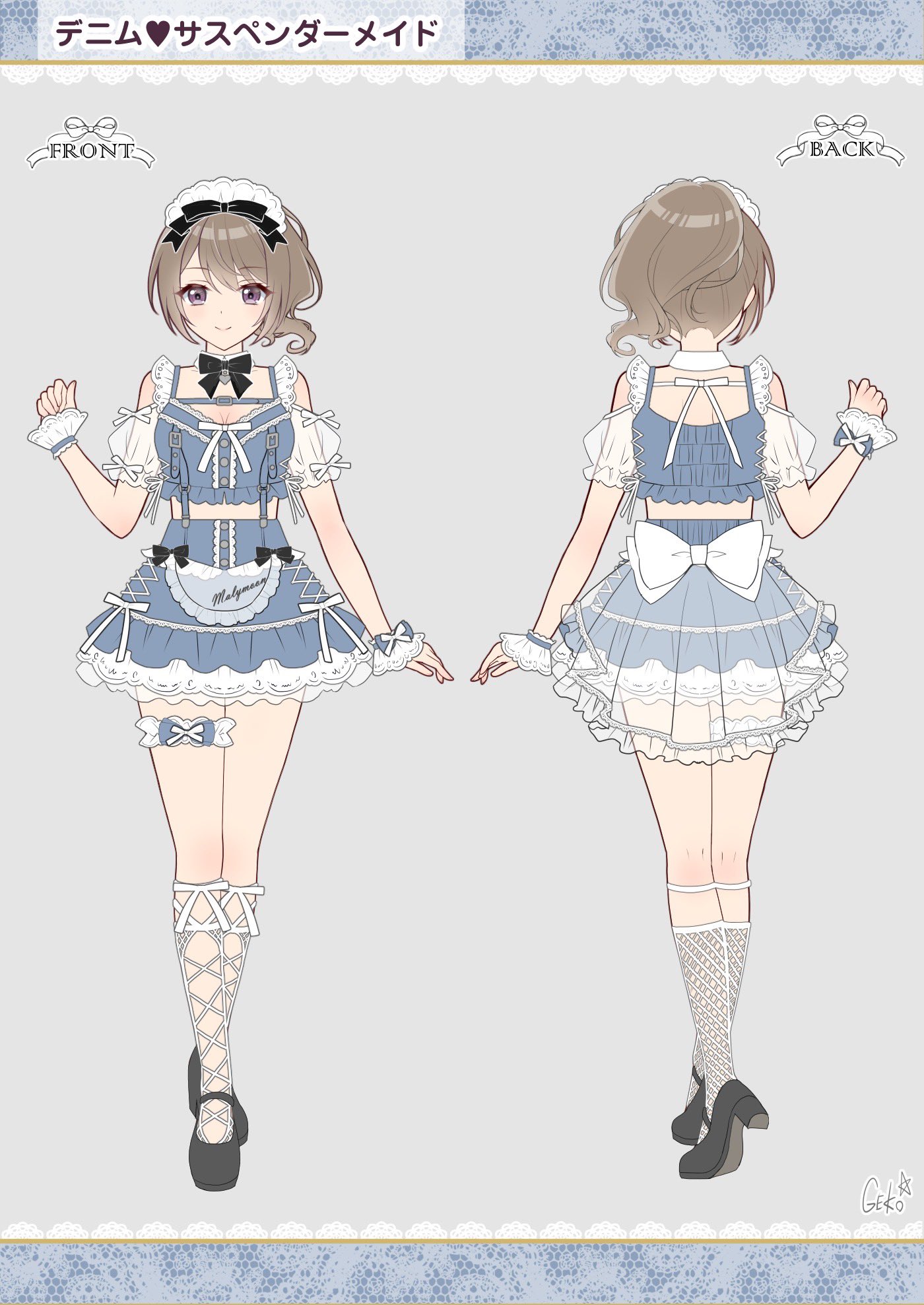 malymoon パフスリーブデニムドールメイド コスプレ マリームーン