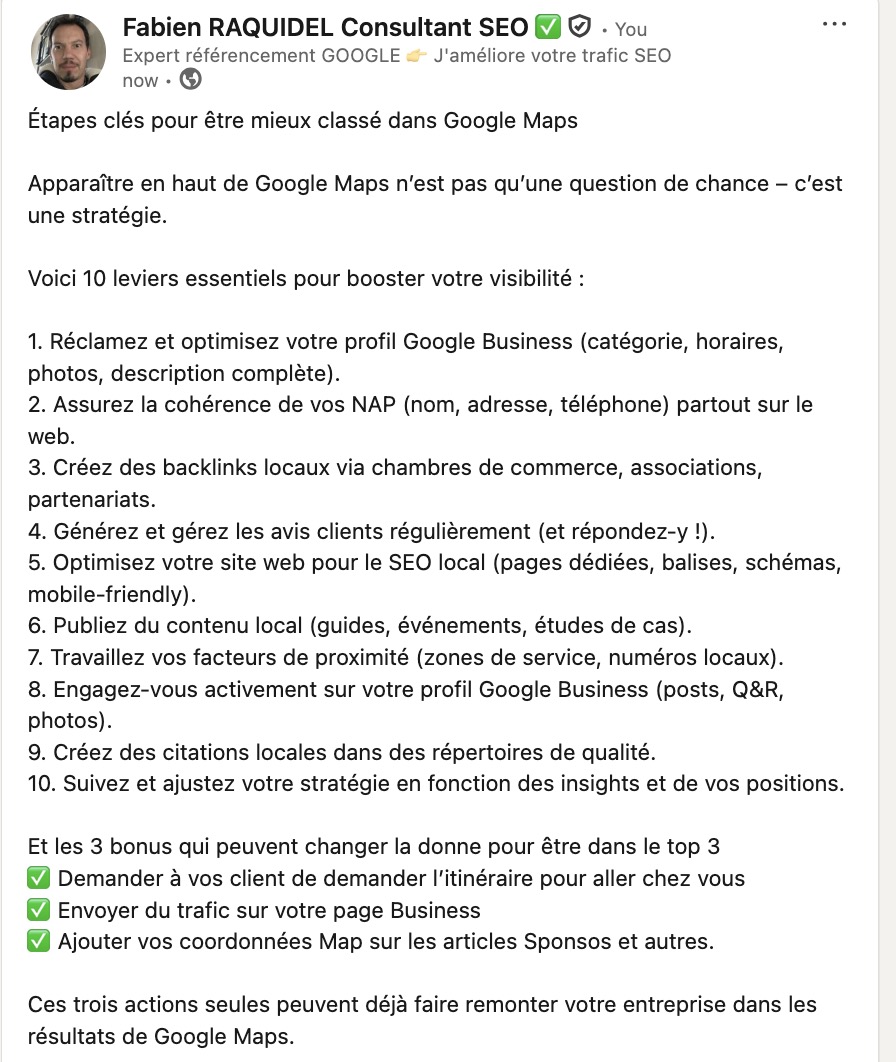 fabienr34's tweet photo. Comment mieux se classer sur Google Maps SEO Mon post Linkedin du jour https://t.co/eRmaHd1LeO https://t.co/bLtRibNKZJ