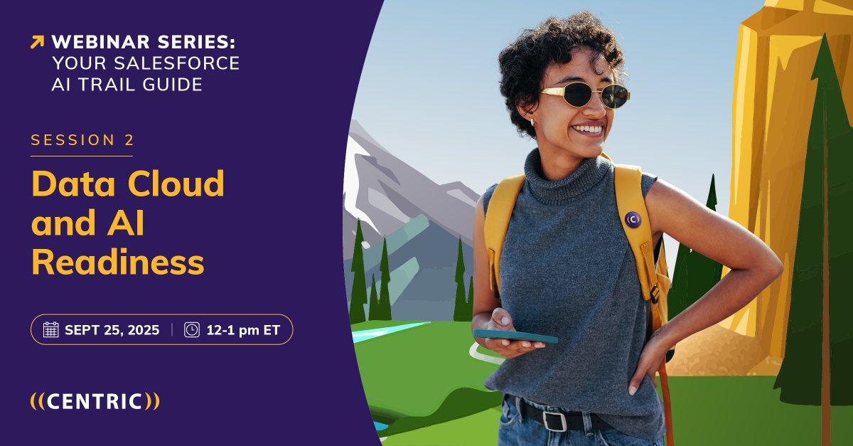 centric's tweet image. We packed the essentials so you don't have to.
Learn how to organize your #data, align your teams, and map a clear path for your #SalesforceAI journey.
⏰Our #webinar is starting soon: ow.ly/pVhh50X0CHU
